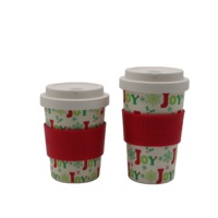 Tasse à café de voyage réutilisable écologique 12oz RPET tasses à emporter bambou à emporter tasses pour jus de café boisson froide tasse à boire