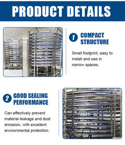 Hızlı donma için paslanmaz çelik Spiral kule konveyör derin kızartma pişirme soğutma üretim hattı çok katmanlı konveyör bant - Product Image 6