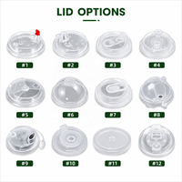 Gobelets en plastique PP rigide transparent de 90 mm, 12 oz, 360 ml avec couvercles, imprimés sur mesure, pour thé au lait à bulles Boba, café glacé, pour les cafés