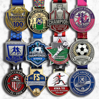 Médaille de football 3D personnalisée en alliage de zinc avec émail souple pour jeunes enfants, championnats et tournois, or, argent, bronze