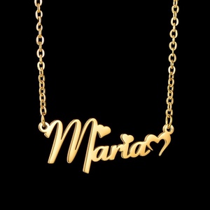 Collar con Nombre Personalizado, Envío Directo (Dropshipping), Acero Inoxidable, Chapado en Oro de 18K, Colgante con Nombre en Forma de Corazón Irregular, Cadena para el Cuello - Product Image 3