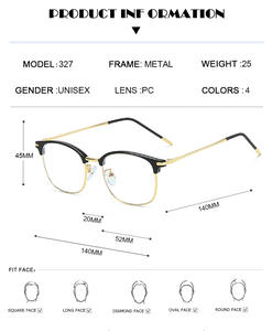 Recién llegado, <span class=keywords><strong>gafas</strong></span> de negocios de montura completa para <span class=keywords><strong>hombre</strong></span> de oro negro, montura de Metal, montura óptica de luz Anti-azul Retro 2025 - Product Image 4