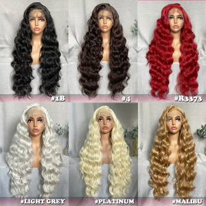 Parrucche Starhair Ondulate Sintetiche Ombré con Riga Centrale in Pizzo, Parrucche in Fibra Effetto Naturale da <span class=keywords><strong>Donna</strong></span> per Feste - Product Image 5