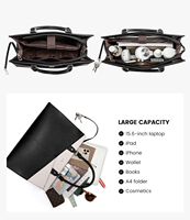 LOVEVOOK 2026 Sac fourre-tout de luxe 2 pièces pour ordinateur portable 15,6-17 pouces en cuir PU, sac à main et sac à bandoulière pour femmes, idéal pour le bureau et les voyages