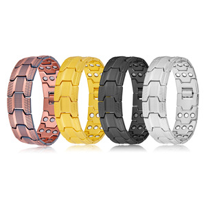 Unisex Magnetic <b>Bracelet</b> Zinc Alloy Leaf Pattern Rhinestone Inlay Fashion <b>Bangle</b> Energy Jewelry - Product Image 2