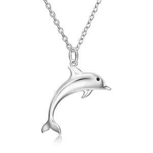 Charmanter Delfin-Stil-Design solide 925 Sterling-Silber Natur-Moissanit-Edelstein-Halskette für trendigen Look