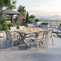 Ensemble de table de repas d'extérieur Meiqi avec barbecue électrique et au charbon de bois, table à thé et chaises pour villa, jardin, cour arrière, loisirs