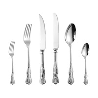 Ensemble de couverts en acier inoxydable 304, manche en feuille de palmier, 5 pièces, poli miroir, passe au lave-vaisselle, réutilisable pour les mariages, les banquets, l'hôtellerie