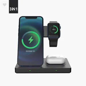 Fashion Design 15w Portable Q Wireless Charger Fast Functional Wireless Charger Qi Type C Earphone Holder Support Three in One