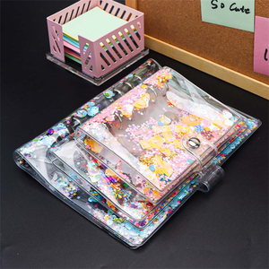 Acewooh A5 A6 A7 Refillable Tạp Chí Chất kết dính Bìa Cát chảy PVC máy tính xách tay vỏ Snap đóng cửa 6 nhẫn rời Lá Chất kết dính thư mục - Product Image 6