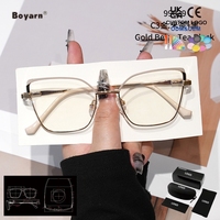 Lunettes optiques photochromiques Boyarn pour femmes, avec logo personnalisé, nouvelle couleur changeante, monture en métal, style œil de chat, anti-lumière bleue