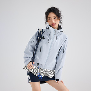 เสื้อแจ็คเก็ตสั้นมีฮู้ดกันลมสำหรับผู้หญิงน้ำหนักเบาสำหรับใส่กลางแจ้งในฤดูใบไม้ผลิ - Product Image 3