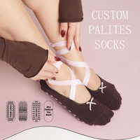 Chaussettes de Pilates en coton doux personnalisées avec nœud, chaussettes de yoga respectueuses de la peau, chaussettes de compression à ruban