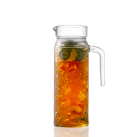 Offre Spéciale Pichet à thé à jus résistant à la chaleur avec couvercle de carafe de grande capacité Bouilloires à café 1L Bouilloire à eau froide en verre
