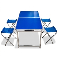 Ensemble table et chaises pliantes en aluminium pour extérieur 120x60cm, table de camping, pique-nique, fête, 4 places
