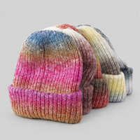Bonnet en laine mélangée fabriqué, chaud pour l'hiver, unisexe, personnalisable, tie-dye, tricoté pour femme