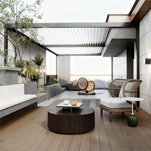 Système de toit ouvrant électrique JIAKE, pergola bioclimatique de jardin, télécommande, couvertures de patio pour espace lounge extérieur au bord de la piscine - Product Image 1