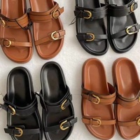 Sandales plates pour femmes Zapatos 2025, grande taille, à plateforme épaisse, avec boucle métallique, style décontracté, pas cher