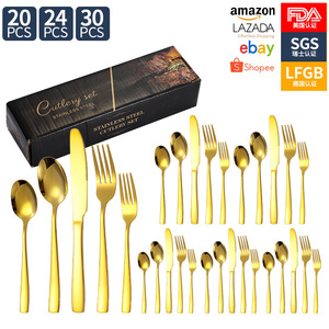 Juego de Cubiertos de Acero Inoxidable de 20, 24 o 30 Piezas, Estilo Occidental, Cuchillo para Carne, Tenedor, Cuchara, Juego de Regalo, Vajilla Duradera - Product Image 4