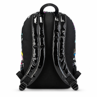 Sac à dos étudiant en cuir miroir haute brillance avec fermeture éclair, motif holographique et pochette à paillettes pour filles