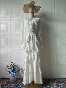 Vestido de Verano X-26 para Mujer, Estilo Medio Oriente, Corte Entallado, Elegante, Largo hasta el Tobillo, con Dobladillo Evase, de Poliéster Suave y Transpirable, Mangas Largas - Product Image 6
