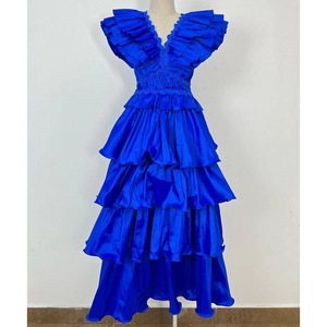 <span class=keywords><strong>Robe</strong></span> <span class=keywords><strong>longue</strong></span> <span class=keywords><strong>d</strong></span>'été pour femme, style luxe léger, nouvelle collection, col en V, manches volantées, brodée et à bords superposés - Product Image 5