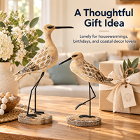 Figurine de mouette en bois vintage en gros, oiseau marin à longues pattes, ornement de style nautique pour la décoration de la maison, de la table à manger ou d'une étagère