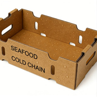 Boîte en carton ondulé enduit de cire imperméable, directement de l'usine, avec paillettes, pour l'expédition de fruits de mer congelés, emballage pour la chaîne du froid