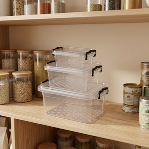 Set 3 Rectangle Durable Eco-Friendly Lockable Plastic <b>Storage</b> <b>Containers</b> 6-10L Capacity Multipurpose Meat Food <b>Storage</b> Freshness - Product Image 3