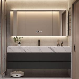 Conjunto de Mueble de Baño con Lavabo de Cerámica Integrado de Diseño Curvo, Apto para Lavabos y Fregaderos de Baño. - Product Image 2