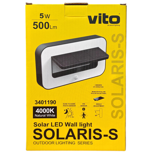 <b>Solar</b> LED Wall Lamp 5W 500lm 4000k Natural <b>Light</b> Outdoor Made in Italy Model EL3176 - Product Image 2