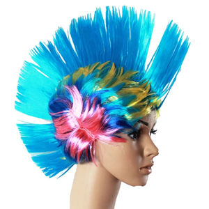 Arco Iris Mohawk peluca para hombres mujeres desfile loco disfraz peluca fiesta moda colorida peluca Unisex Festival carnaval accesorios para el cabello - Product Image 5
