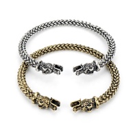Vente en gros de bracelets dragon viking pour homme couleur argent bronze bracelets promotionnels scandinaves à manchette ouverte