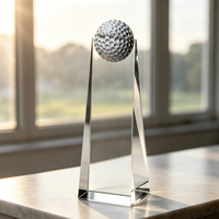 Trophée de golf en cristal noble, haut et incliné, de forme trapézoïdale, gravé au laser sur mesure, récompense pour le champion des matchs de golf