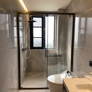 Cabine de <span class=keywords><strong>douche</strong></span> en verre trempé sur mesure avec cadre en aluminium, 6 mm, 8 mm, 10 mm, 12 mm, porte coulissante carrée, enceinte de <span class=keywords><strong>douche</strong></span> - Product Image 2