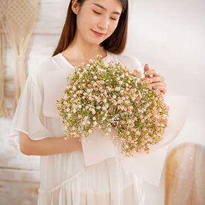 Bouquet de fleurs artificielles CallaFloral Baby's Breath blanc et rose clair, décoration de mariage, PVC, caoutchouc souple - Product Image 1