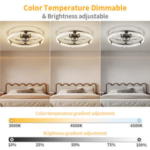 Ventilateur lumineux LED intelligent moderne, 6 vitesses, télécommande par application, gradation infinie, corps de lampe en fer, moteur CC, 7 pales, faible bruit, chambre à coucher - Product Image 3