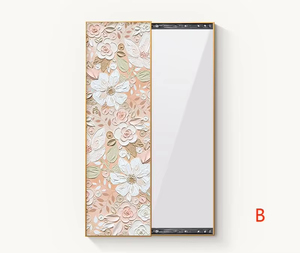 Modern Retro Flower Decorative Painting Sliding <b>Mirror</b> Full Length <b>Wall</b> Sticker Home <b>Mirror</b> - Product Image 2