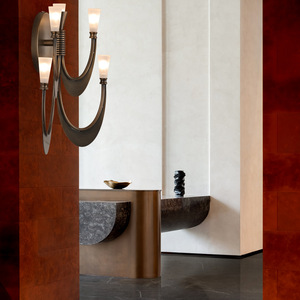 Lámparas de pared de diseño moderno, luz LED con pantalla de bronce, mármol y ámbar para dormitorio, hotel, villa - Product Image 3