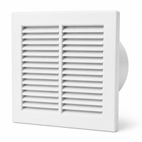 Grille d'aération murale carrée à persiennes fixes, en plastique ABS blanc, grille d'admission d'air, moustiquaire, connecteur de conduit rond, CVC