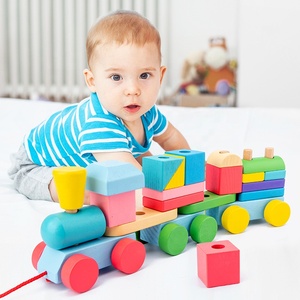Bambini <span class=keywords><strong>giocattoli</strong></span> <span class=keywords><strong>Montessori</strong></span> colorati multifunzionali in legno Drag Block Train 2-3-4 anni <span class=keywords><strong>giocattoli</strong></span> educazione per bambini - Product Image 2