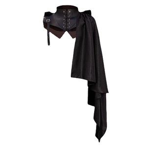 Châle médiéval avec capuche en polyester noir, unisexe adulte, pour spectacle, déguisement d'Halloween, cosplay, jeu de rôle vampire/démon - Product Image 4