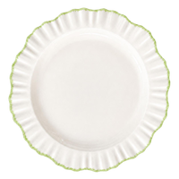 Assiettes de présentation en céramique ondulées vintage, base blanche avec bord festonné rouge, vaisselle pour mariage, fête, décoration de la maison