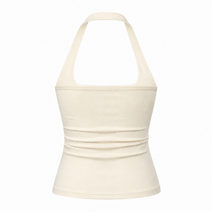<span class=keywords><strong>Débardeur</strong></span> Halter <span class=keywords><strong>Femme</strong></span> Y2K Personnalisé en Gros, Tricoté, Ajusté, Ivoire, avec Strass Scintillants, Sans Manches, Idéal pour Sortir - Product Image 3