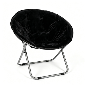 Portable Foldable Moon <b>Chair</b>, Comfort Fluffy Round Saucer <b>Chair</b> for Indoor <b>Relaxation</b>, Apartment & Gaming Room - Product Image 1