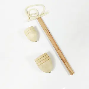 Wholesale funny wooden whipping top handmade diy wood gyroscope toys for kids