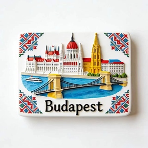 Imán de Resina 3D Personalizado de Recuerdo Turístico de Hungría, Puente de la Cadena de <span class=keywords><strong>Budapest</strong></span>, Patrón Tradicional, Adhesivo para Refrigerador - Product Image 1