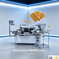 Nouvelle ligne de cuisson continue pour gaufres, chauffage électrique réglable 380V, formes personnalisables, machine à gaufres fourrées à la crème, aux fruits et aux noix