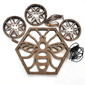 Posavasos de Madera Ecológicos Multiusos con Diseño de Panal de Abeja, Decoración Navideña, Artesanía de Madera para Colgar en <span class=keywords><strong>la</strong></span> Pared, Cajas de Madera, Letreros de Pared - Product Image 3