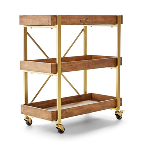 <span class=keywords><strong>Chariot</strong></span> de <span class=keywords><strong>bar</strong></span> mobile de luxe en <span class=keywords><strong>bois</strong></span> et or clair pour boissons, café, snacks et champagne, idéal pour l'extérieur et le style rustique - Product Image 4